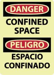 NMC - "Danger - Confined Space", 14" Long x 10" Wide, Rigid Plastic Safety Sign - Rectangle, 0.05" Thick, Use for Accident Prevention - Eagle Tool & Supply