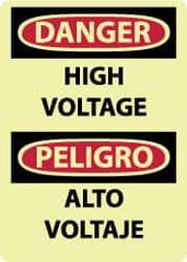NMC - "Danger - High Voltage", 14" Long x 10" Wide, Rigid Plastic Safety Sign - Rectangle, 0.05" Thick, Use for Accident Prevention - Eagle Tool & Supply