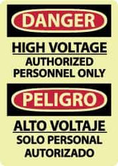 NMC - "Danger - High Voltage - Authorized Personnel Only", 14" Long x 10" Wide, Rigid Plastic Safety Sign - Rectangle, 0.05" Thick, Use for Accident Prevention - Eagle Tool & Supply