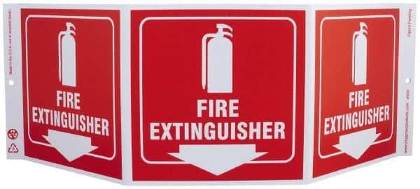 NMC - Fire Extinguisher, Rigid Plastic Fire Sign - 20" Wide x 7-1/2" High - Eagle Tool & Supply