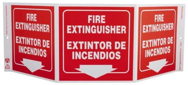 NMC - Fire Extinguisher, Rigid Plastic Fire Sign - 20" Wide x 7-1/2" High, English/Spanish - Eagle Tool & Supply