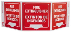 NMC - Fire Extinguisher, Rigid Plastic Fire Sign - 20" Wide x 7-1/2" High, English/Spanish - Eagle Tool & Supply
