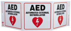 NMC - "AED - Automatic External Defibrillator", 7-1/2" Long x 20" Wide, Rigid Plastic Safety Sign - Rectangle, 0.01" Thick, Use for First Aid - Eagle Tool & Supply
