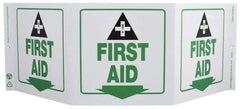 NMC - "First Aid", 7-1/2" Long x 20" Wide, Rigid Plastic Safety Sign - Rectangle, 0.01" Thick, Use for First Aid - Eagle Tool & Supply