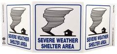 NMC - "Severe Weather Shelter Area", 7-1/2" Long x 20" Wide, Rigid Plastic Safety Sign - Rectangle, 0.01" Thick, Use for Accident Prevention - Eagle Tool & Supply