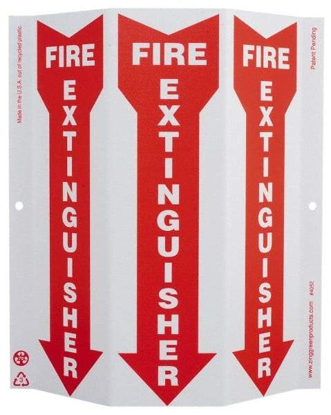NMC - Fire Extinguisher, Rigid Plastic Fire Sign - 9" Wide x 12" High - Eagle Tool & Supply