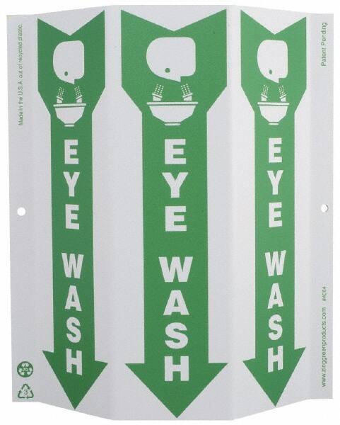 NMC - "Eye Wash", 12" Long x 9" Wide, Rigid Plastic Safety Sign - Rectangle, 0.01" Thick, Use for First Aid - Eagle Tool & Supply