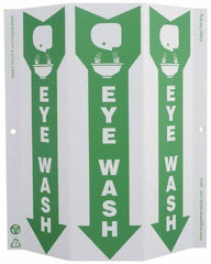 NMC - "Eye Wash", 12" Long x 9" Wide, Rigid Plastic Safety Sign - Rectangle, 0.01" Thick, Use for First Aid - Eagle Tool & Supply
