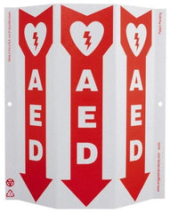 NMC - "AED", 12" Long x 9" Wide, Rigid Plastic Safety Sign - Rectangle, 0.01" Thick, Use for First Aid - Eagle Tool & Supply