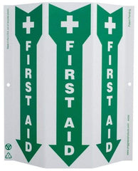 NMC - "First Aid", 12" Long x 9" Wide, Rigid Plastic Safety Sign - Rectangle, 0.01" Thick, Use for First Aid - Eagle Tool & Supply
