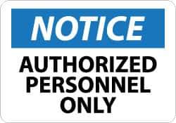 NMC - Security & Admittance Label, Header: NOTICE - Legend: Notice - Authorized Personnel Only, English, Black, Blue & White, 5" Long x 3" High, Sign Muscle Finish - Eagle Tool & Supply