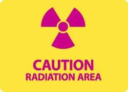 NMC - "Caution - Radiation Area", 10" Long x 14" Wide, Pressure-Sensitive Vinyl Safety Sign - Rectangle, 0.004" Thick, Use for Accident Prevention - Eagle Tool & Supply