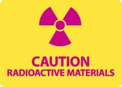 NMC - "Caution - Radioactive Materials", 10" Long x 14" Wide, Rigid Plastic Safety Sign - Rectangle, 0.05" Thick, Use for Accident Prevention - Eagle Tool & Supply