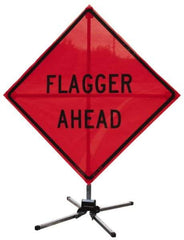 NMC - Roll-Up Traffic Sign Stand - Aluminum, Compatible with 18" High x 18" Wide Signs - Eagle Tool & Supply