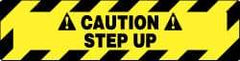 NMC - Caution - Step Up, Anti-Skid Pressure-Sensitive Vinyl Floor Sign - Rectangle, Black on Yellow, Adhesive Backed, For Accident Prevention - Eagle Tool & Supply