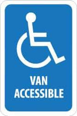 NMC - "Van Accessible", "Handicapped Symbol", 12" Wide x 18" High, Aluminum ADA Signs - 0.08" Thick, White on Blue, Engineer Grade Reflectivity, Rectangle, Post Mount - Eagle Tool & Supply