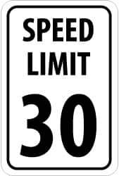 NMC - "Speed Limit 30", 18" Wide x 24" High, Aluminum Speed Limit Signs - 0.08" Thick, Black on White, High Intensity Reflectivity, Rectangle, Post Mount - Eagle Tool & Supply