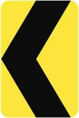 NMC - "Chevron", 18" Wide x 24" High, Aluminum Traffic Control Signs - 0.08" Thick, Black on Yellow, High Intensity Reflectivity, Rectangle, Post Mount - Eagle Tool & Supply