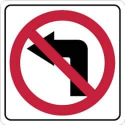 NMC - "Strike on Left Arrow", 24" Wide x 24" High, Aluminum Traffic Control Signs - 0.08" Thick, Red & Black on White, Engineer Grade Reflectivity, Square, Post Mount - Eagle Tool & Supply
