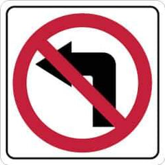 NMC - "Strike on Left Arrow", 24" Wide x 24" High, Aluminum Traffic Control Signs - 0.08" Thick, Red & Black on White, High Intensity Reflectivity, Square, Post Mount - Eagle Tool & Supply