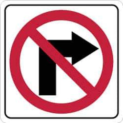 NMC - "Strike on Right Arrow", 24" Wide x 24" High, Aluminum Traffic Control Signs - 0.08" Thick, Red & Black on White, Engineer Grade Reflectivity, Square, Post Mount - Eagle Tool & Supply