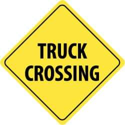 NMC - "Truck Crossing", 24" Wide x 24" High, Aluminum Traffic Control Signs - 0.08" Thick, Black on Yellow, High Intensity Reflectivity, Diamond, Post Mount - Eagle Tool & Supply