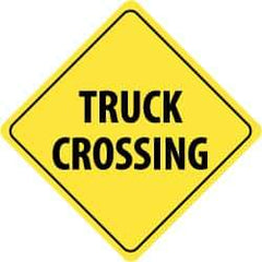 NMC - "Truck Crossing", 24" Wide x 24" High, Aluminum Traffic Control Signs - 0.08" Thick, Black on Yellow, High Intensity Reflectivity, Diamond, Post Mount - Eagle Tool & Supply