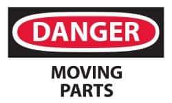 NMC - Accident Prevention Label, Header: DANGER - Legend: Danger - Moving Parts, English, Red, Black & White, 5" Long x 3" High, Sign Muscle Finish - Eagle Tool & Supply