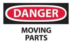 NMC - Accident Prevention Label, Header: DANGER - Legend: Danger - Moving Parts, English, Red, Black & White, 5" Long x 3" High, Sign Muscle Finish - Eagle Tool & Supply
