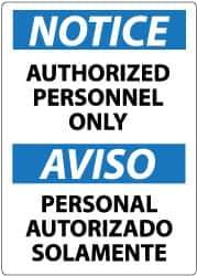 NMC - "Notice - Authorized Personnel Only", 20" Long x 14" Wide, Pressure-Sensitive Vinyl Safety Sign - Rectangle, 0.004" Thick, Use for Security & Admittance - Eagle Tool & Supply