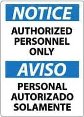 NMC - "Notice - Authorized Personnel Only", 20" Long x 14" Wide, Pressure-Sensitive Vinyl Safety Sign - Rectangle, 0.004" Thick, Use for Security & Admittance - Eagle Tool & Supply