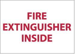 NMC - Fire Extinguisher Inside, Pressure Sensitive Vinyl Fire Sign - 5" Wide x 3" High - Eagle Tool & Supply