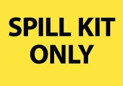 NMC - Hazardous Materials Label - Legend: Spill Kit Only, English, Black & Yellow, 5" Long x 3" High, Sign Muscle Finish - Eagle Tool & Supply