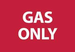 NMC - Hazardous Materials Label - Legend: Gas Only, English, White & Red, 5" Long x 3" High, Sign Muscle Finish - Eagle Tool & Supply