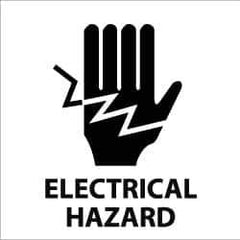 NMC - Accident Prevention Label - Legend: Electrical Hazard, English, Black & White, 4" Long x 4" High, Sign Muscle Finish - Eagle Tool & Supply