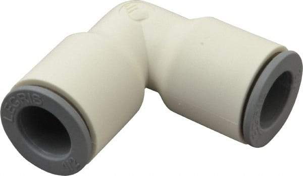 Parker - 1/2" OD, Bio-Sourced Nylon 11 Push-to-Connect Union Elbow - 160 Max psi, White - Eagle Tool & Supply