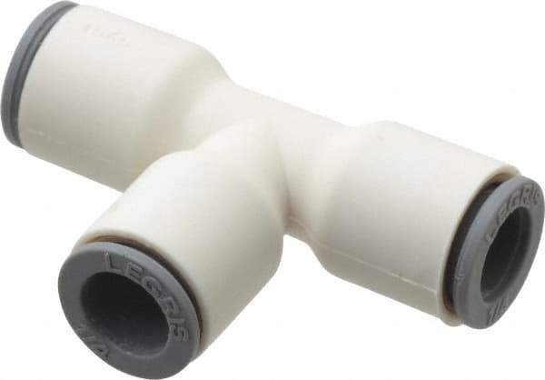 Parker - 1/4" OD, Bio-Sourced Nylon 11 Push-to-Connect Union Tee - 230 Max psi, White - Eagle Tool & Supply