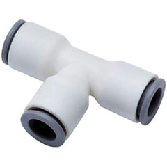 Parker - 1/2" OD, Bio-Sourced Nylon 11 Push-to-Connect Union Tee - 160 Max psi, White - Eagle Tool & Supply
