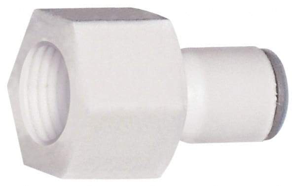Parker - 3/8" OD, 3/8 NPTF, Bio-Sourced Nylon 11 Push-to-Connect Female Connector - 190 Max psi, White - Eagle Tool & Supply
