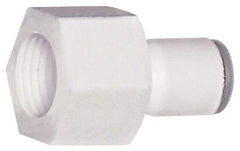 Parker - 3/8" OD, 3/8 NPTF, Bio-Sourced Nylon 11 Push-to-Connect Female Connector - 190 Max psi, White - Eagle Tool & Supply