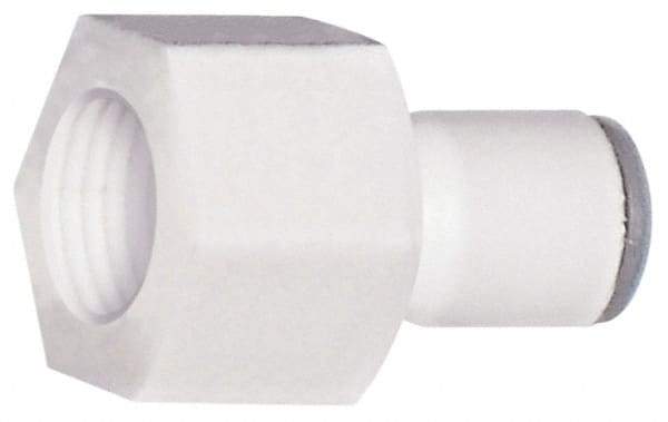 Parker - 3/8" OD, 7/16-24 UNS, Bio-Sourced Nylon 11 Push-to-Connect Faucet Connector UNS Thread - 190 Max psi, White - Eagle Tool & Supply
