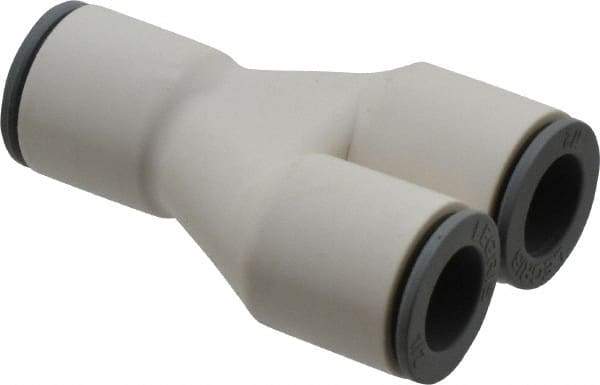 Parker - 1/2" OD, Bio-Sourced Nylon 11 Push-to-Connect Union Y - 160 Max psi, White - Eagle Tool & Supply