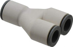 Parker - 1/2" OD, Bio-Sourced Nylon 11 Push-to-Connect Union Y - 160 Max psi, White - Eagle Tool & Supply