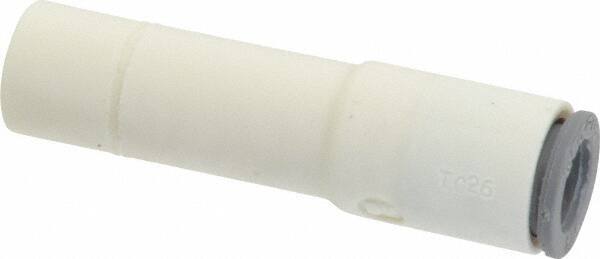 Parker - 1/4 x 3/8" OD, Bio-Sourced Nylon 11 Push-to-Connect Plug-In Reducer - 230 Max psi, 3/8" Stem Diam, White - Eagle Tool & Supply