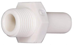 Parker - 3/8" OD, 3/8 NPTF, Bio-Sourced Nylon 11 Push-to-Connect Stem Adapter - 190 Max psi, White - Eagle Tool & Supply