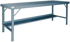 Durham - 72 Wide x 30" Deep x 28" High, Steel Workbench - Rolled Edge, Adjustable Height Folding Legs - Eagle Tool & Supply