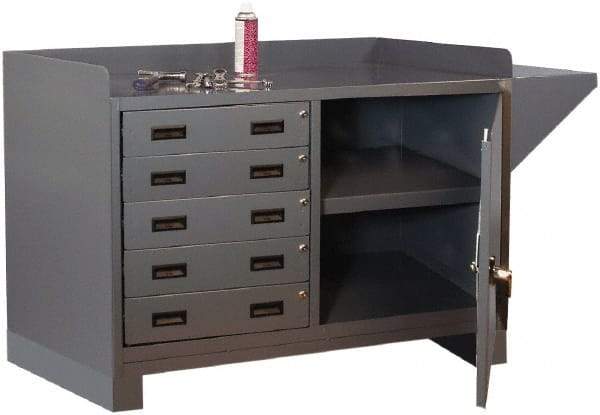 Durham - 5 Drawer, 1 Shelf Industrial Workstation - 2,000 Lb Capacity, Gray, 60" Wide x 38" High - Eagle Tool & Supply