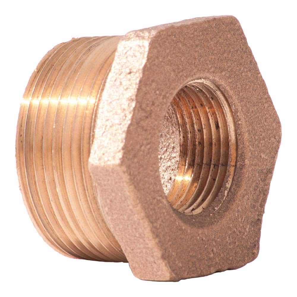 Merit Brass - Brass & Chrome Pipe Fittings Type: Hex Bushing Fitting Size: 1-1/2 x 1 - Eagle Tool & Supply