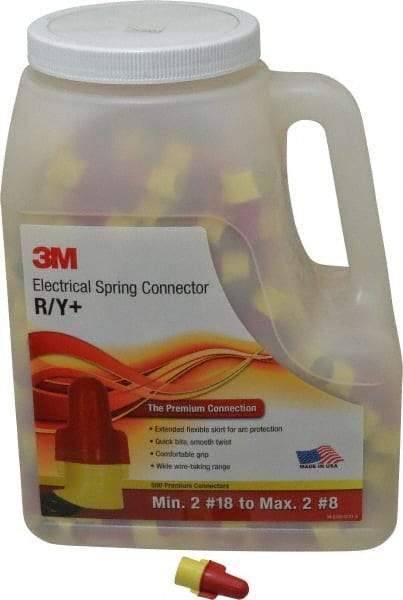 3M - 2, 18 to 2, 8 AWG, 600 Volt, Flame Retardant, Wing Twist on Wire Connector - Red & Yellow, 221°F - Eagle Tool & Supply
