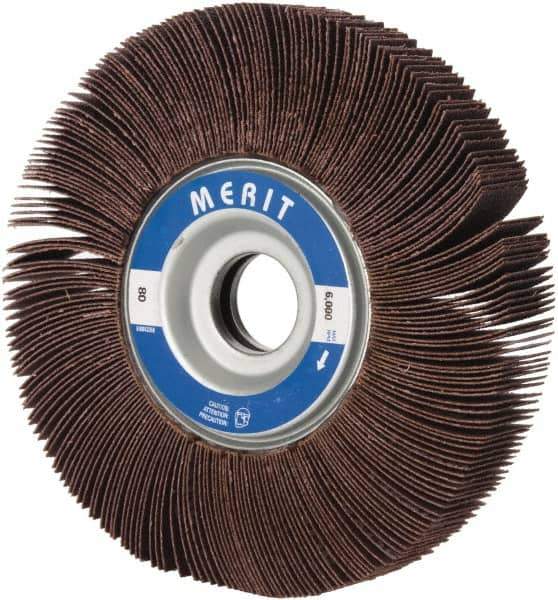 Merit Abrasives - 6" Diam, 80 Grit Aluminum Oxide Unmounted Flap Wheel - 1" Hole, 1" Wide, Coated, Medium Grade, 6,000 Max RPM , Cloth Backing - Eagle Tool & Supply
